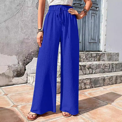 Women's wide-leg summer trousers with elasticated waistband NOVAE