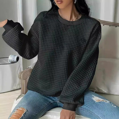 Women's sweater with a structured waffle design and relaxed fit NOVAE