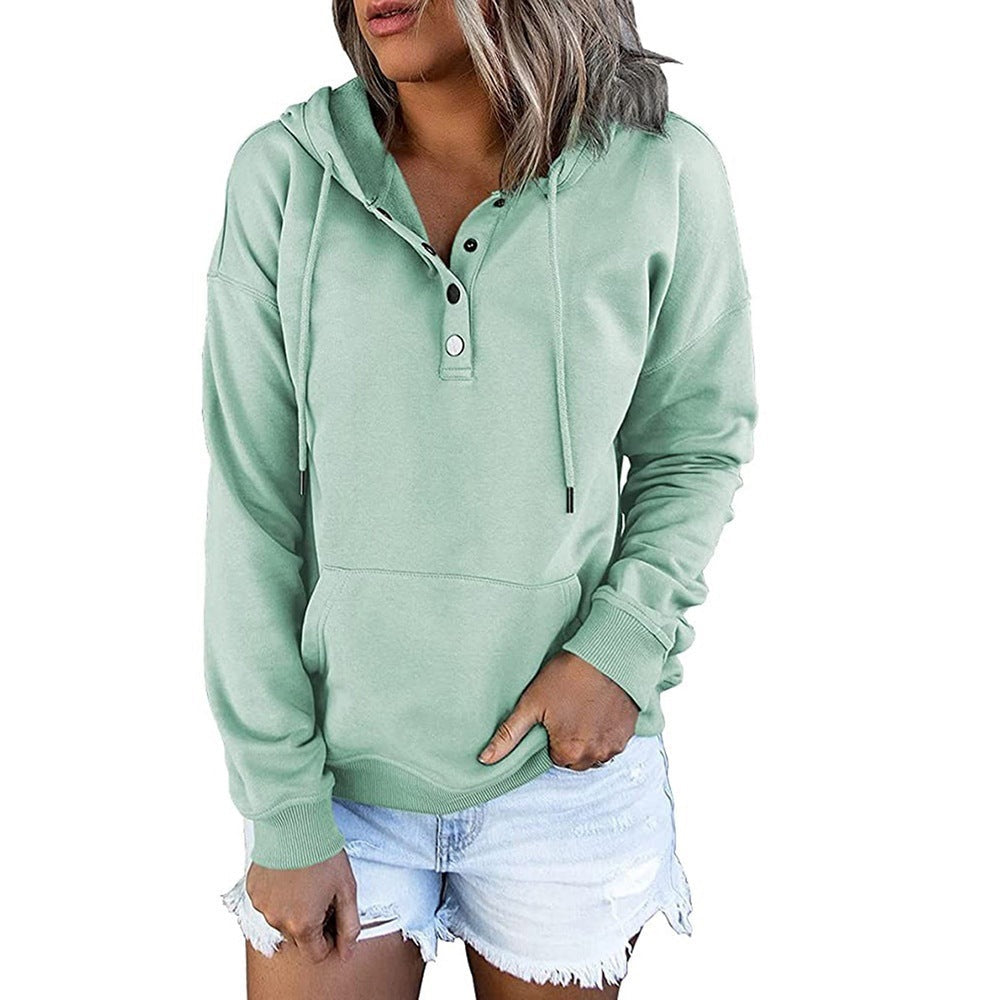 Women's hoodie with button details and practical pockets NOVAE