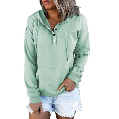 Women's hoodie with button details and practical pockets NOVAE