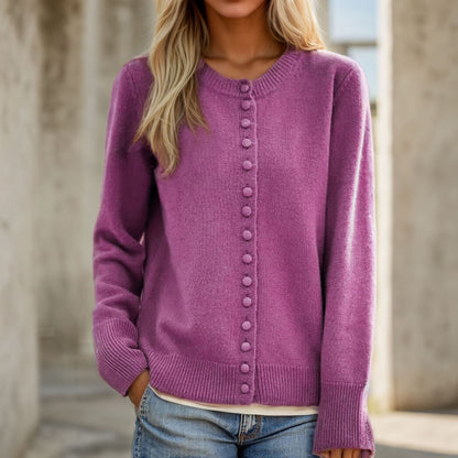 Women's fine knit cardigan with button details and lightweight material NOVAE