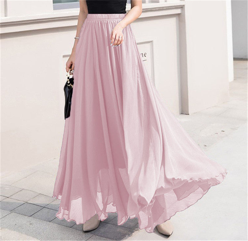 Women's long, flowing skirt with elastic waistband and swing hem NOVAE