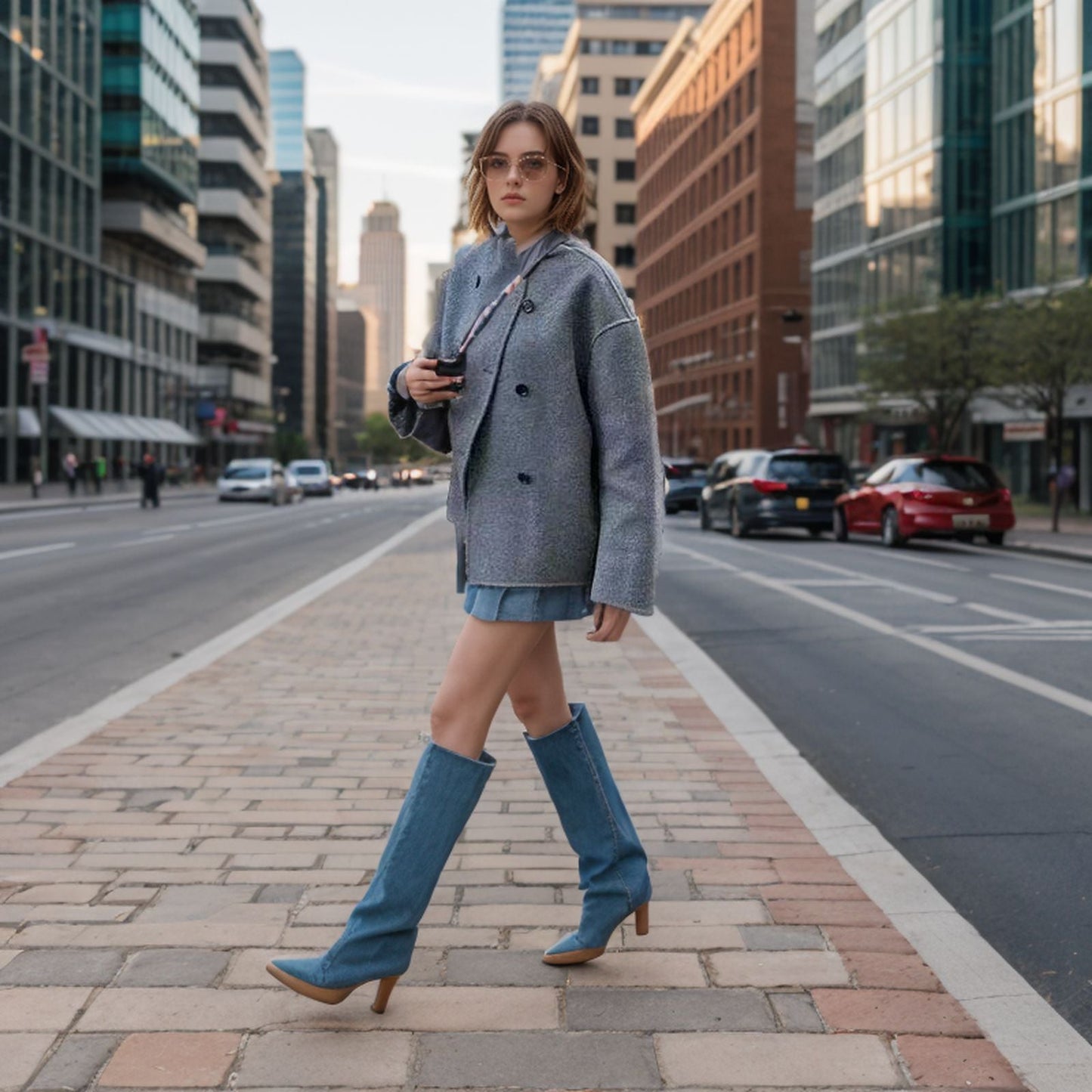 Women's fashionable short jacket with double-breasted button closure and casual sleeves NOVAE