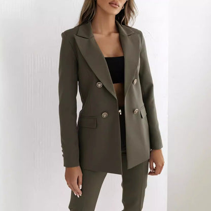 Women's Elegant Double-Breasted Blazer with Gold Buttons NOVAE