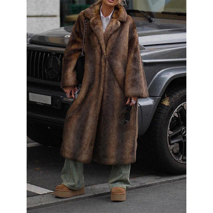 Women's Luxurious Faux Fur Coat with Wide Lapels and Soft Lining NOVAE