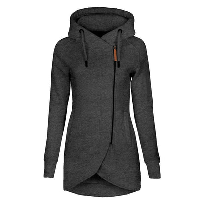 Women's casual hooded coat with asymmetrical cut NOVAE