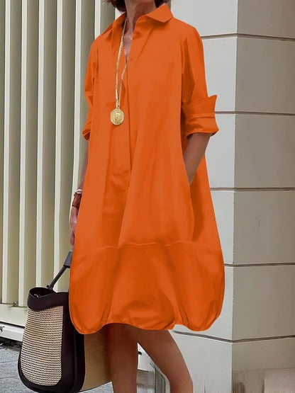 Women's Casual Shirt Dress with Wide Hem NOVAE