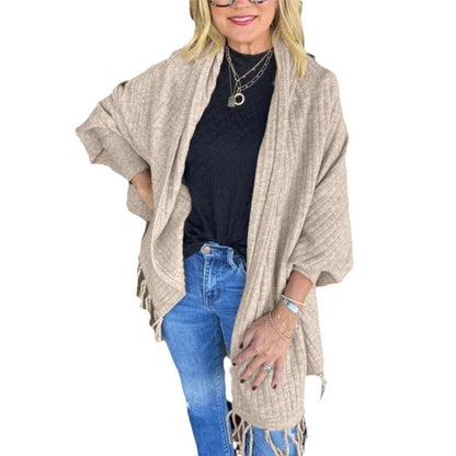 Women's versatile poncho with fringe NOVAE