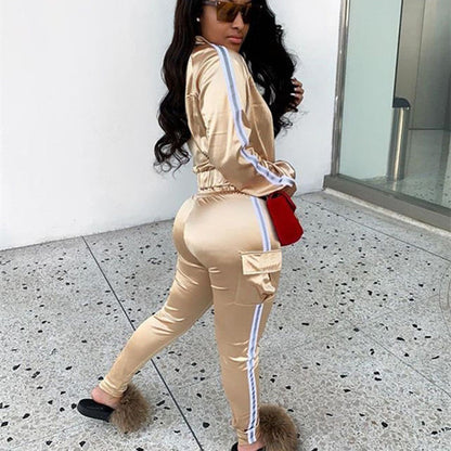 Women's sporty tracksuit set with cropped jacket and jogging pants NOVAE