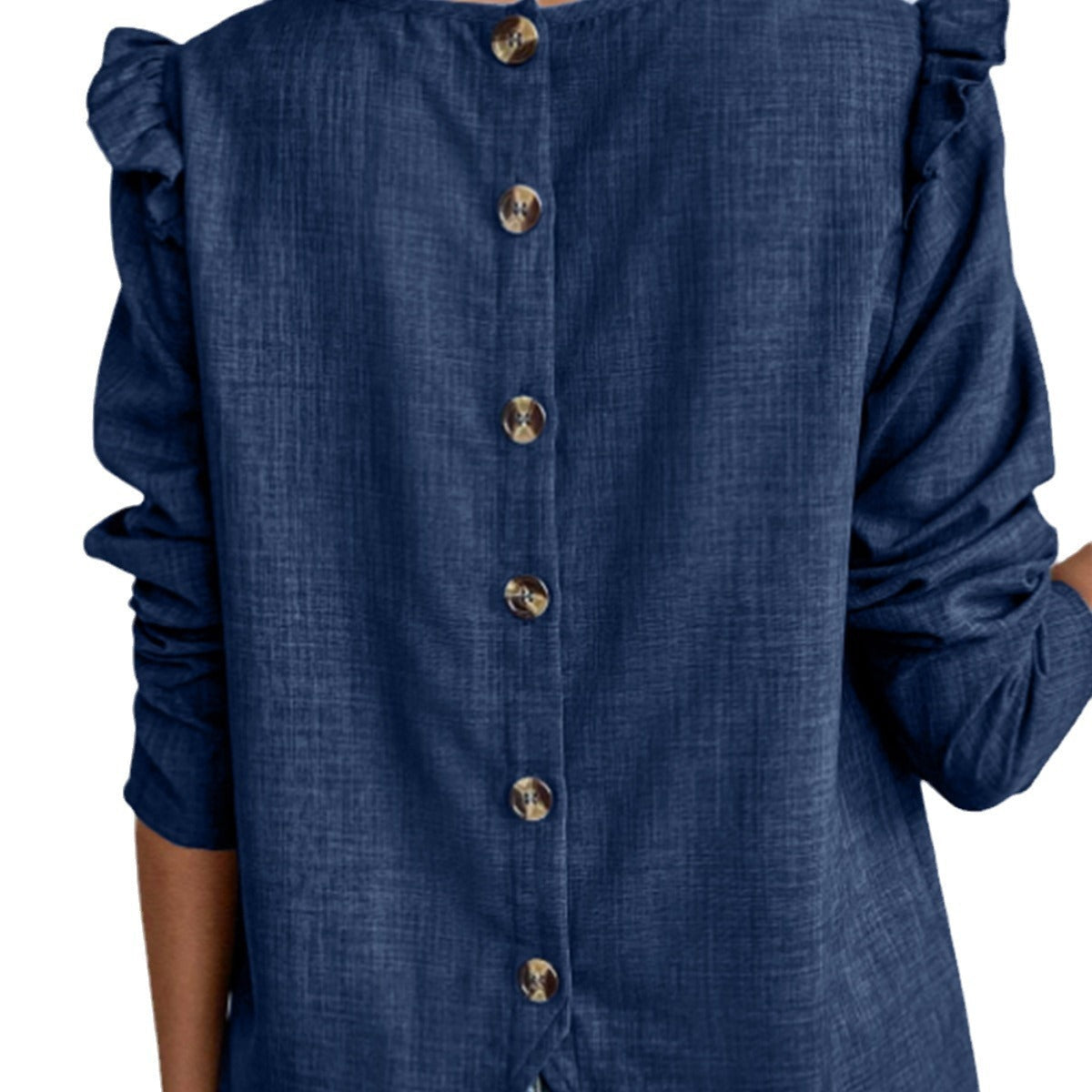 Women's blouse with ruffled sleeves and decorative buttons NOVAE