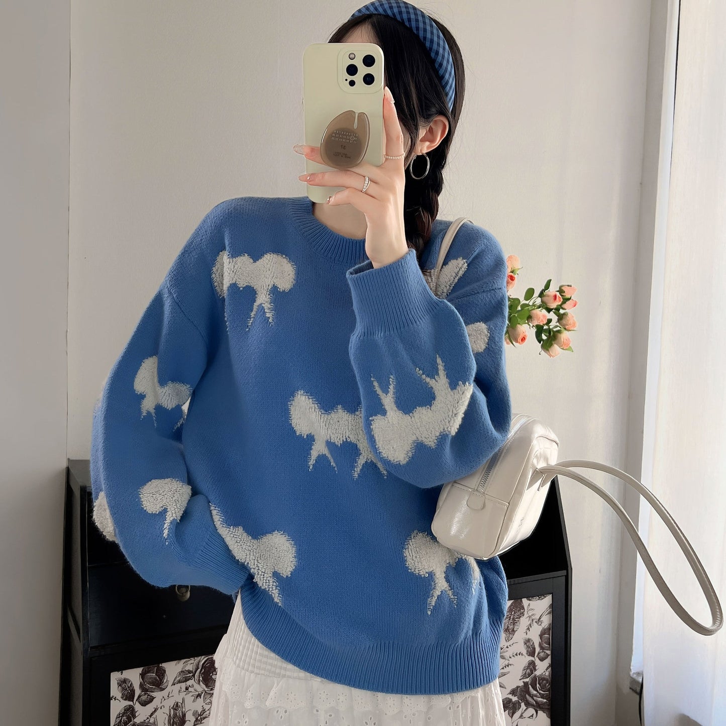 Women's cozy knit sweater with playful pattern NOVAE