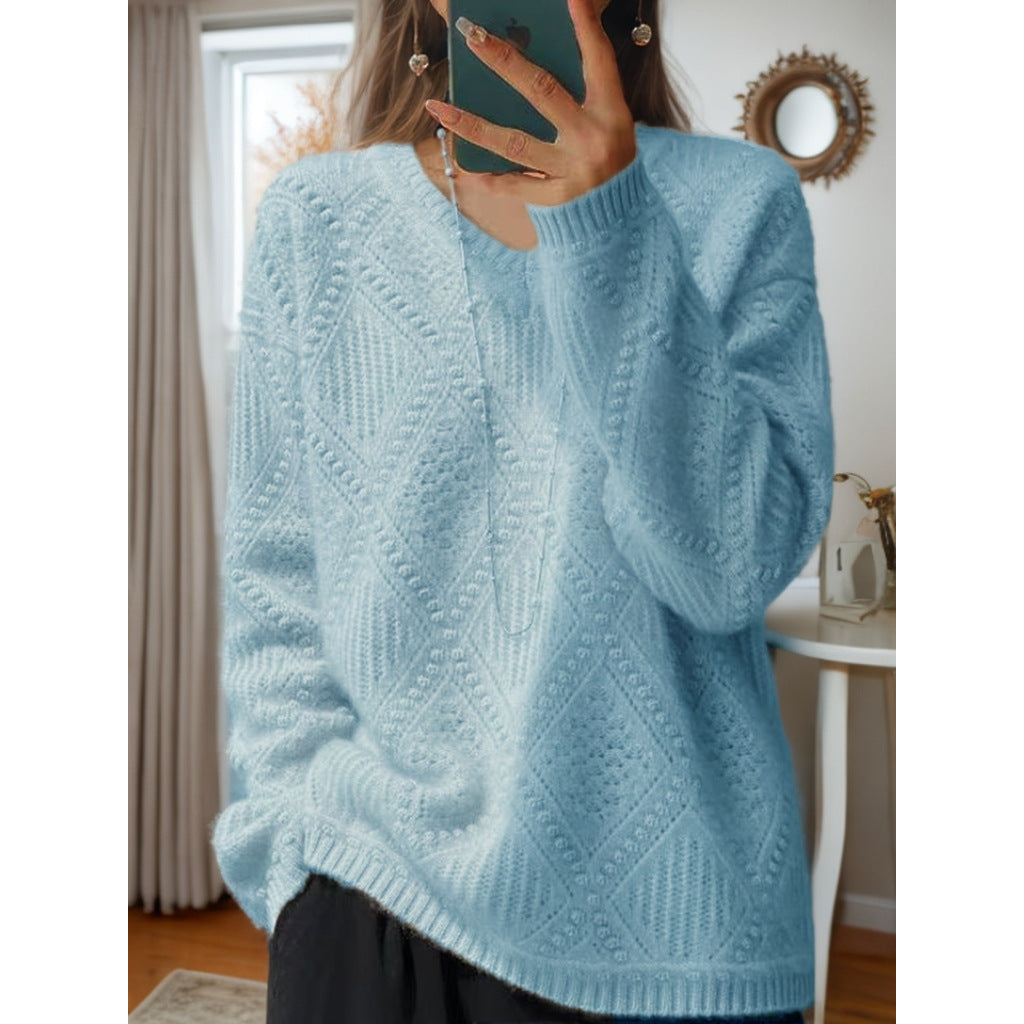 Women's knitted sweater with textured finish and soft feel NOVAE