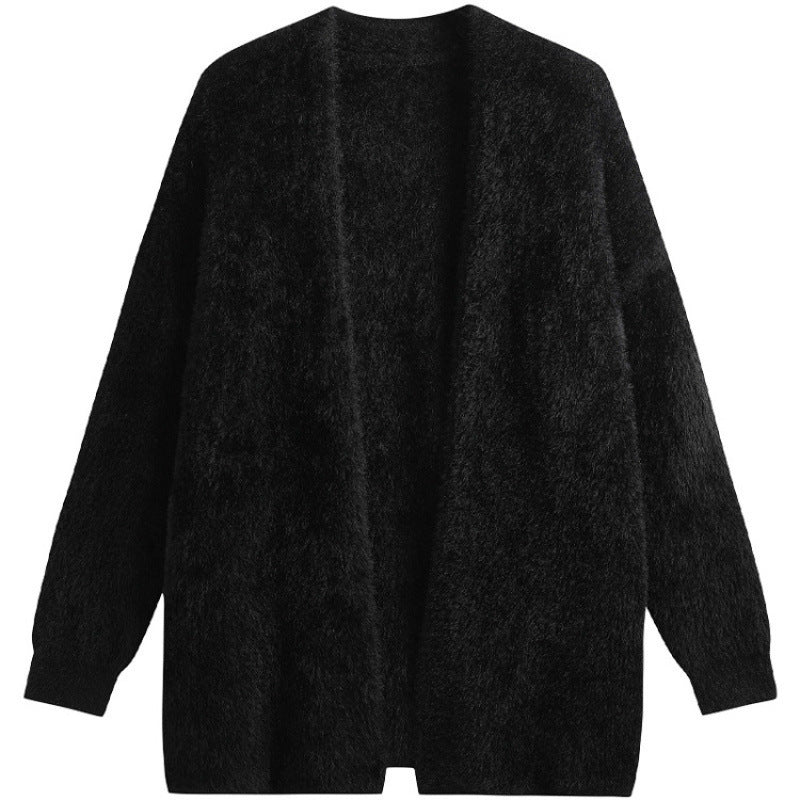 Women's oversized cardigan in soft fleece with an open cut NOVAE