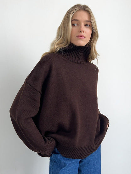 Women's sweater with high-closing collar and relaxed fit NOVAE