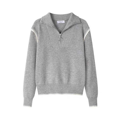 Women's knit sweater with high collar and zipper NOVAE