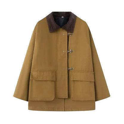 Women's oversized trench jacket with classic stand-up collar and practical pockets NOVAE