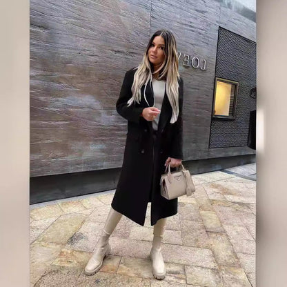 Women's Elegant and Timeless Double-Breasted Wool Coat NOVAE