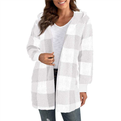 Women's long plaid coat made of soft material NOVAE