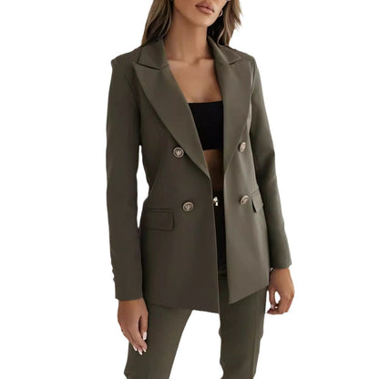 Women's Elegant Double-Breasted Blazer with Gold Buttons NOVAE