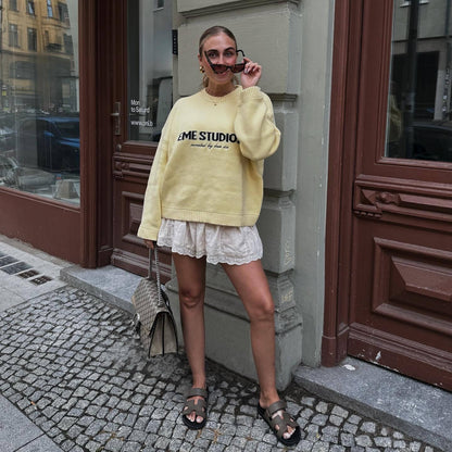 Women's oversized sweater with creative lettering NOVAE