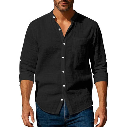 Men's shirt with stand-up collar and chest pocket NOVAE