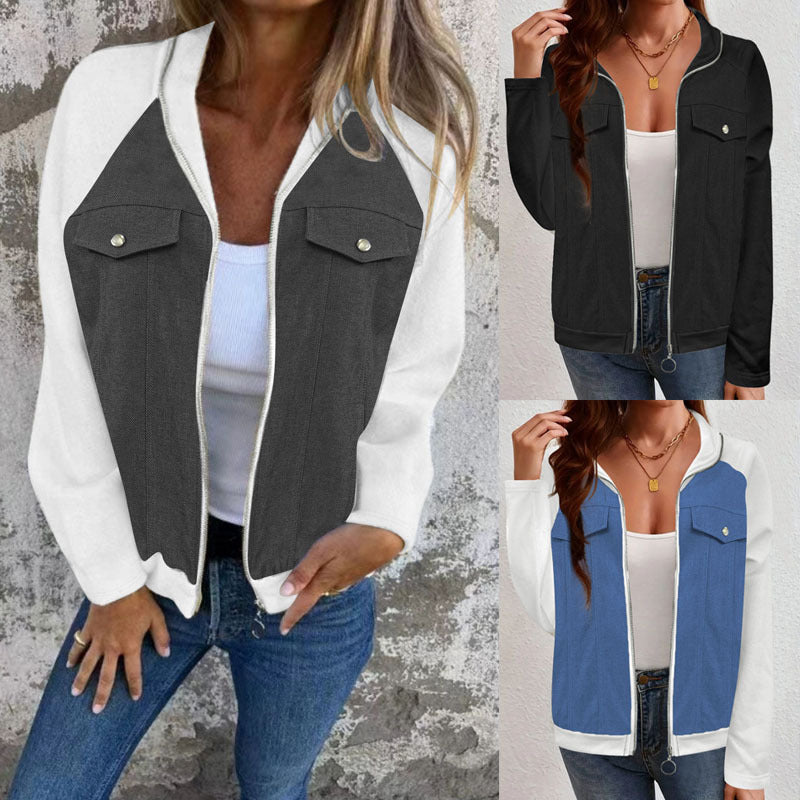 Women's Cool Sweatshirt with Side Pockets and Fashionable Appliqués NOVAE