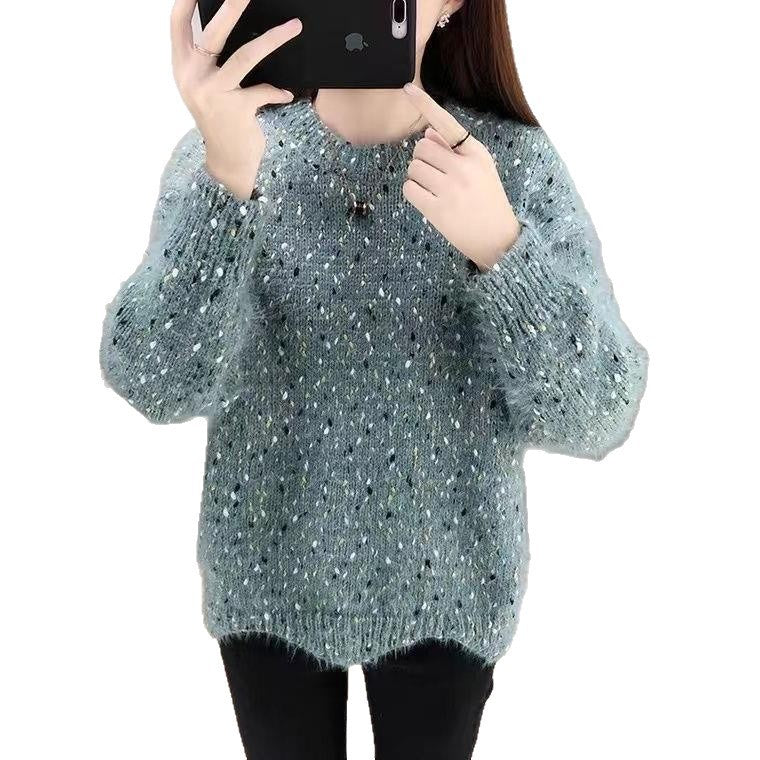 Women's fluffy sweater with a unique textured design and sparkling accents NOVAE