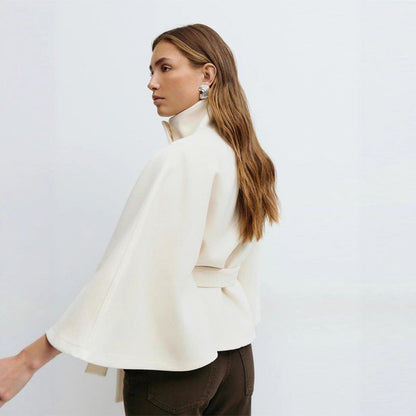 Women's Relaxed Fit Cape Jacket with Tie Belt NOVAE
