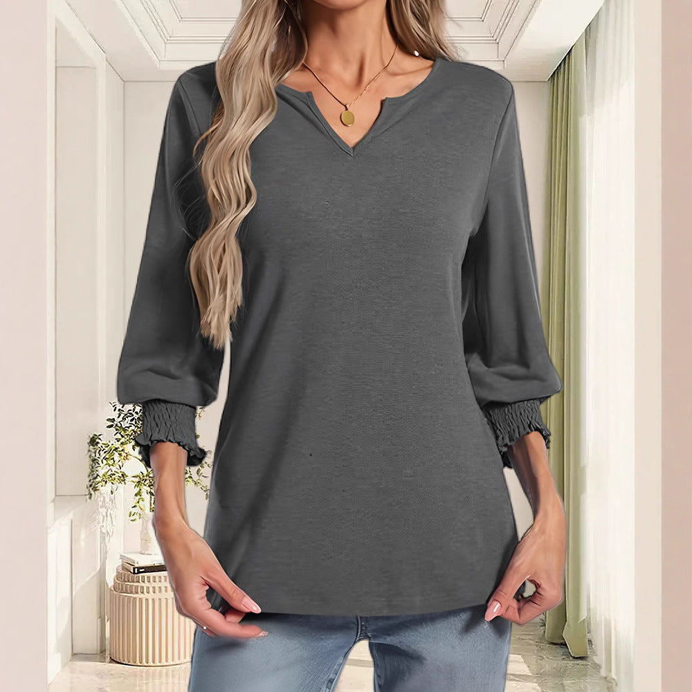 Women's casual blouse shirt with elasticated cuffs NOVAE