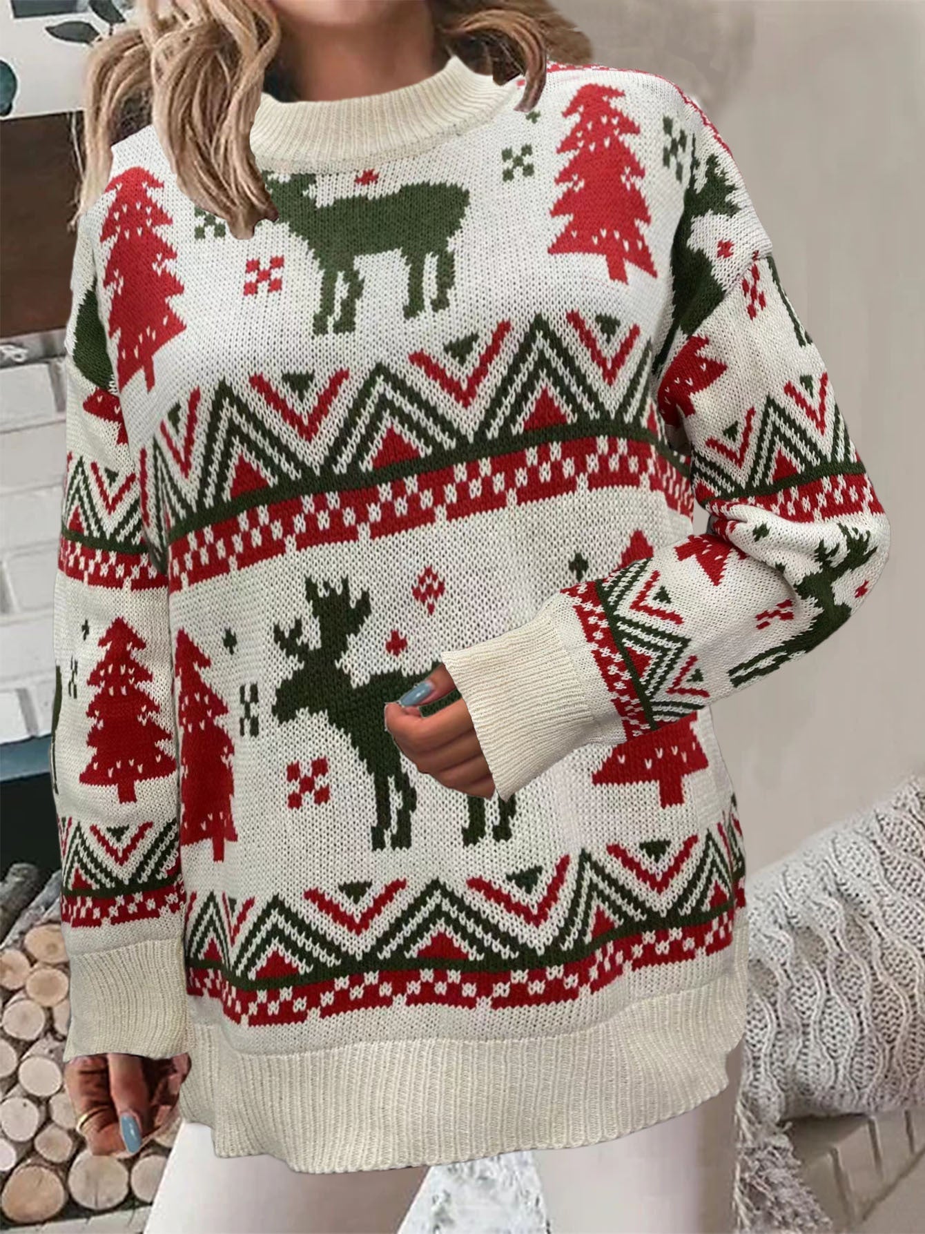 Women's Cozy Christmas Sweater with Festive Motif and High Fit NOVAE