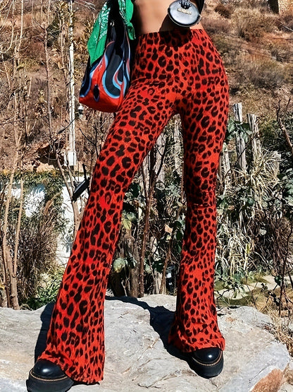 Women's flared leggings with trendy leopard print NOVAE