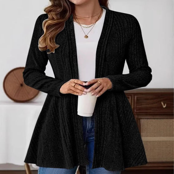 Women's cardigan with open front and asymmetrical hem NOVAE