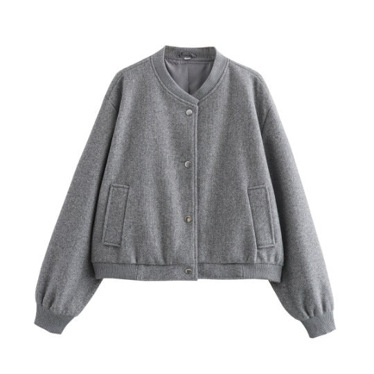 Women's fashionable sweatshirt jacket with button closure and practical pockets NOVAE