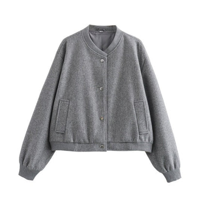 Women's fashionable sweatshirt jacket with button closure and practical pockets NOVAE