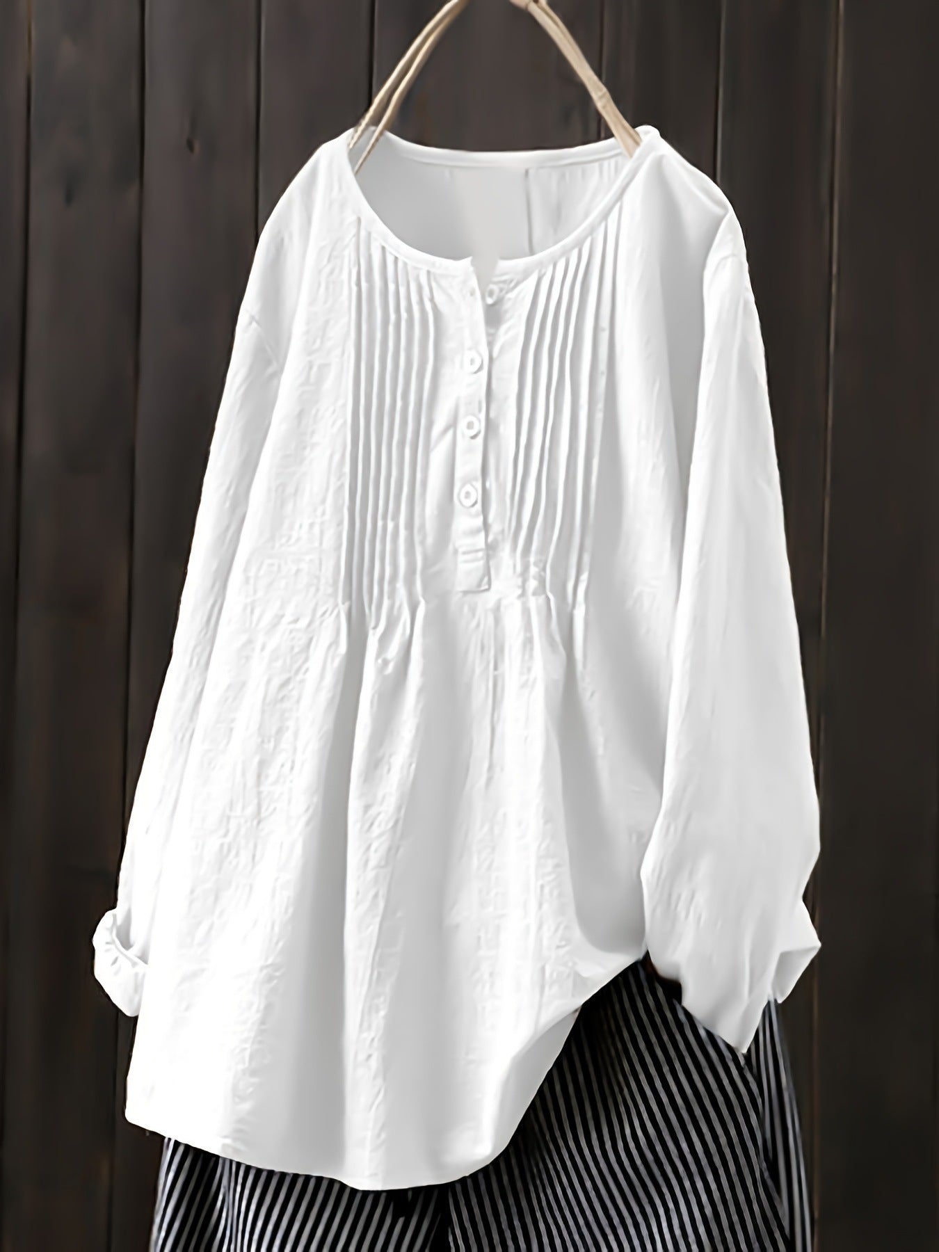 Women's blouse with pleats and button placket NOVAE