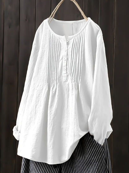 Women's blouse with pleats and button placket NOVAE