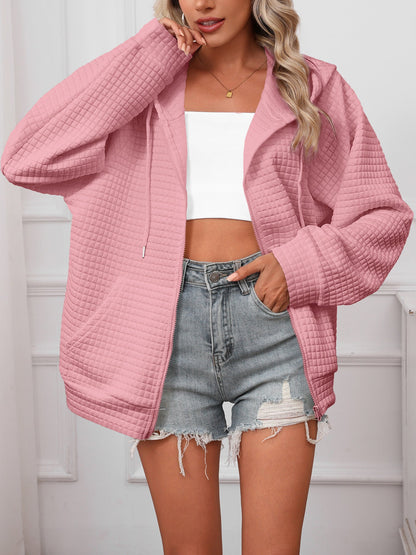 Women's Oversized Hooded Jacket in Textured Material NOVAE