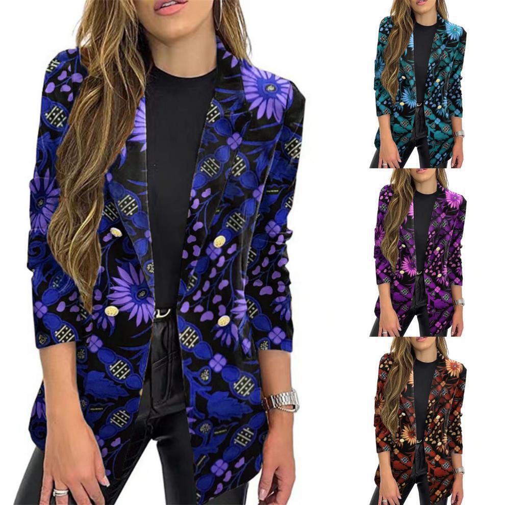 Women's fashionable blazer with floral pattern and oversized cut NOVAE
