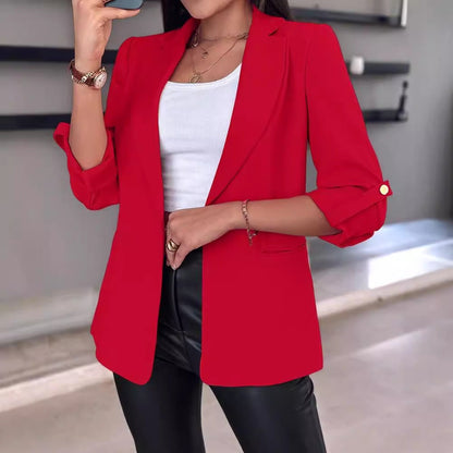 Women's fashionable blazer with rolled-up sleeves and practical pockets NOVAE