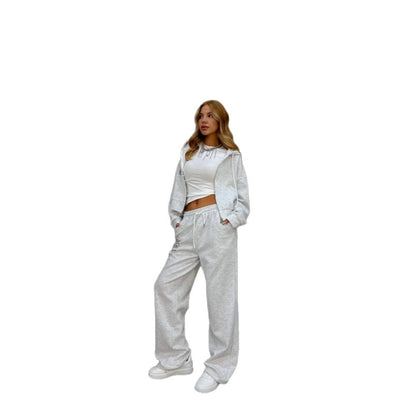 Women's casual leisure set with cropped hooded jacket and comfortable jogging pants NOVAE