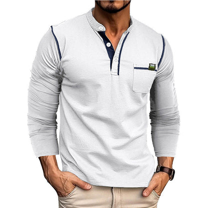 Men's long-sleeved shirt with button placket and chest pocket NOVAE