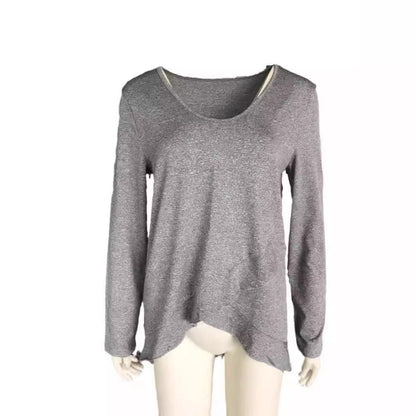 Women's sophisticated V-neck top with asymmetrical hem NOVAE