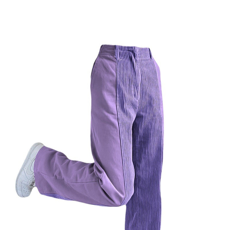 Women's high-waisted pleated corduroy trousers NOVAE