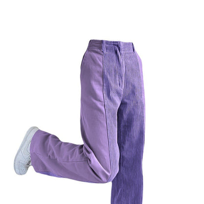 Women's high-waisted pleated corduroy trousers NOVAE