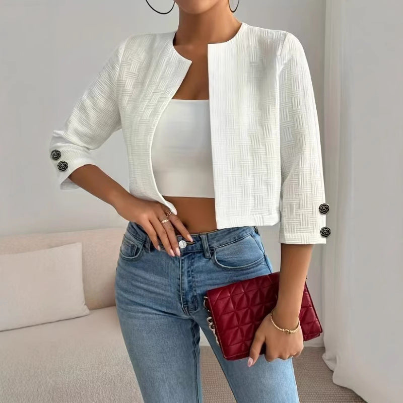 Women's structured short jacket with elegant buttons NOVAE