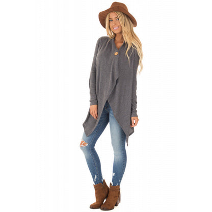 Women's wrap jacket with asymmetrical cut and leather accents NOVAE