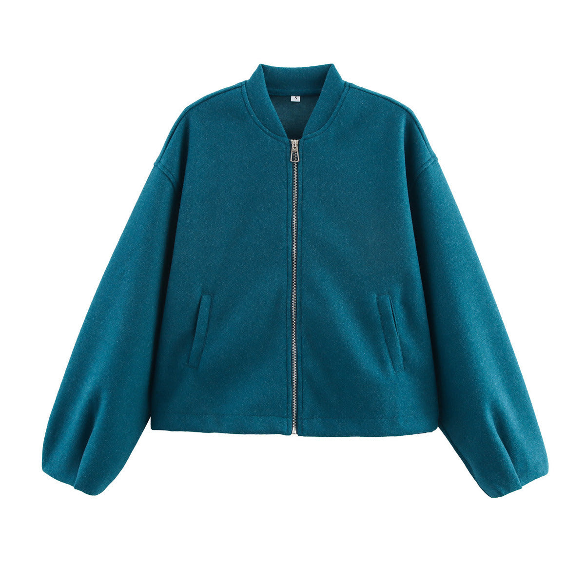 Women's casual transitional jacket with stand-up collar and asymmetrical cut NOVAE