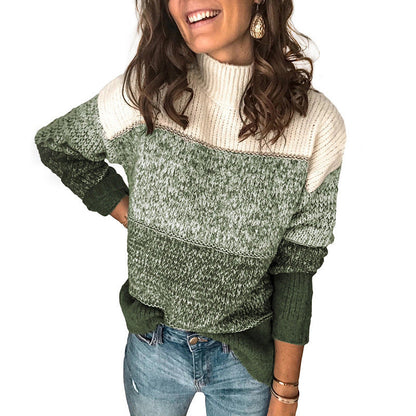 Women's sweater in a modern textured design with a high collar NOVAE