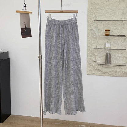 Women's Flowing Knit Trousers with Soft Material and Elegant Hem NOVAE