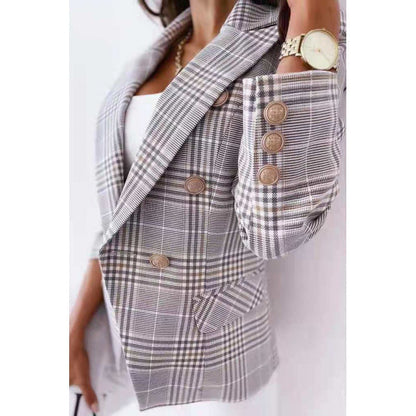 Women's checked blazer jacket in a modern cut with double-breasted buttons NOVAE